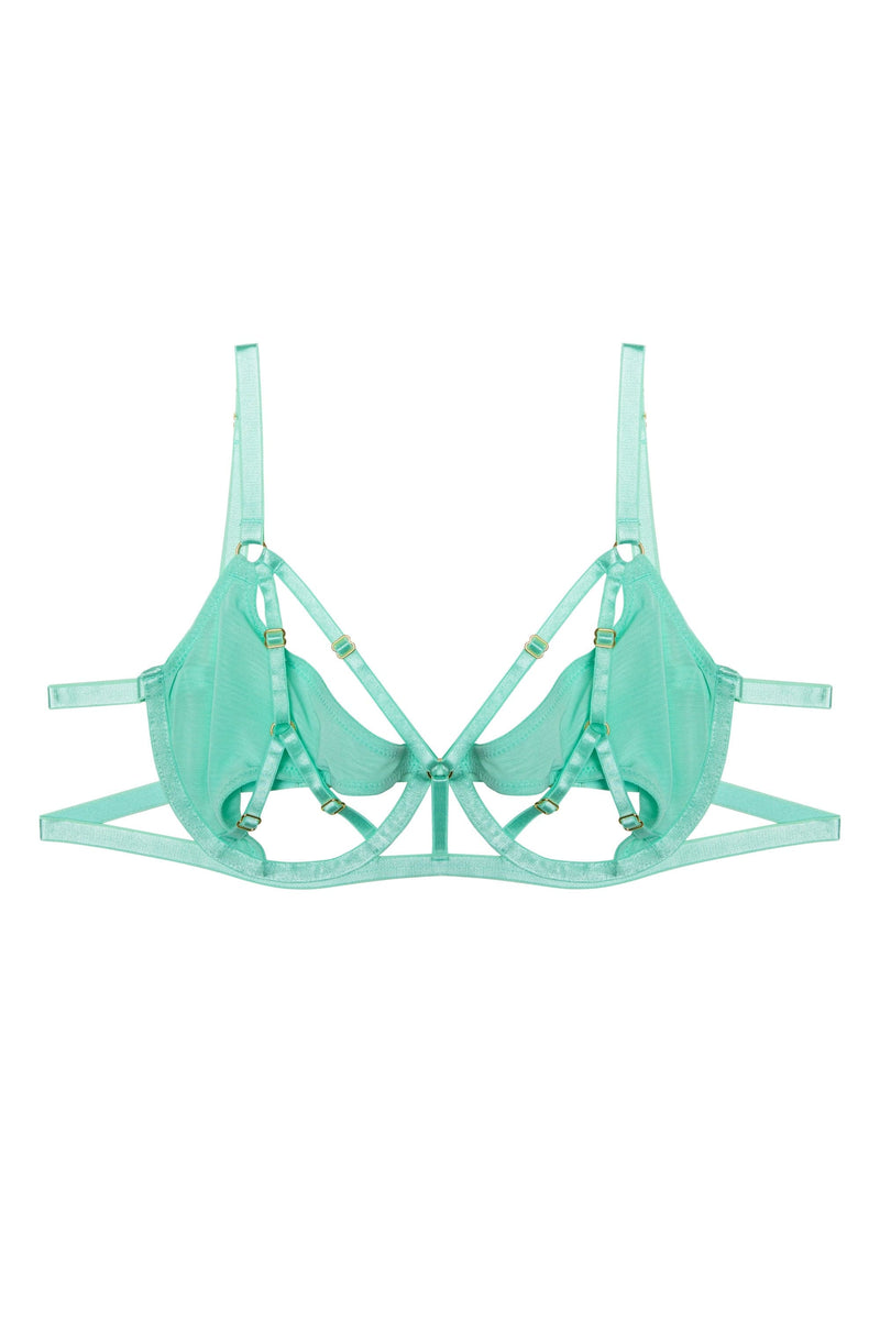 Playful Promises Penny Neon Green Cut Out Mesh Bra