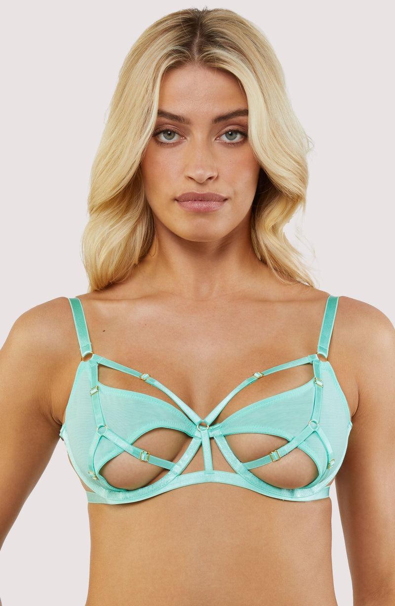 playful promises Penny Neon Green Cut Out Mesh Bra