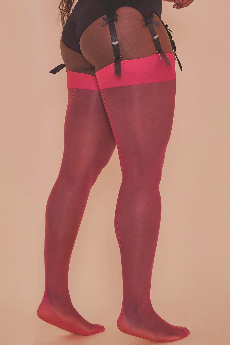 Playful Promises Pink Peacock Seamed Stockings