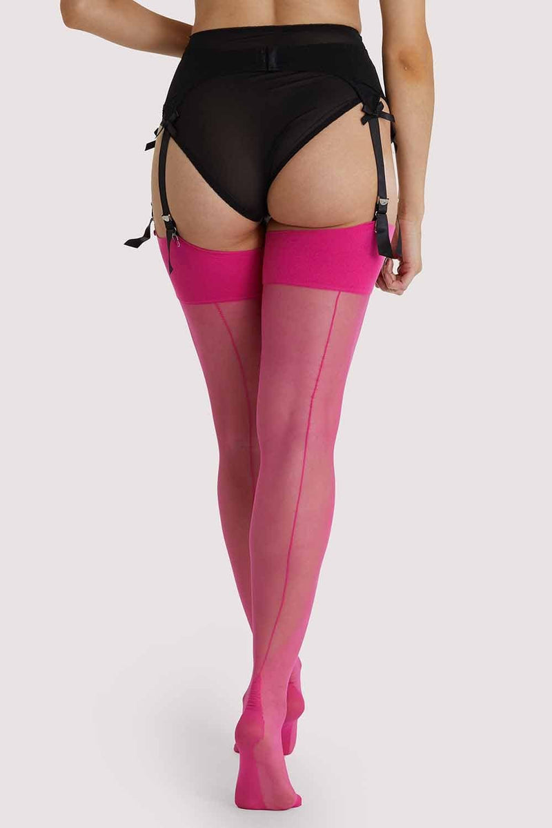 playful promises Pink Peacock Seamed Stockings