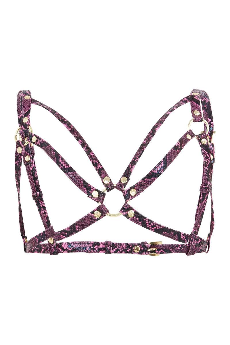 Playful Promises Purple Snake Open Harness Bra