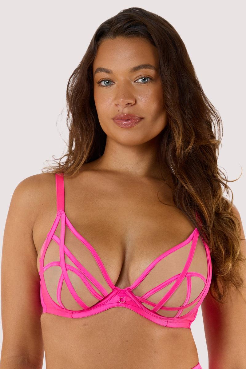 Playful Promises Ramona Neon Pink Plunge Bra