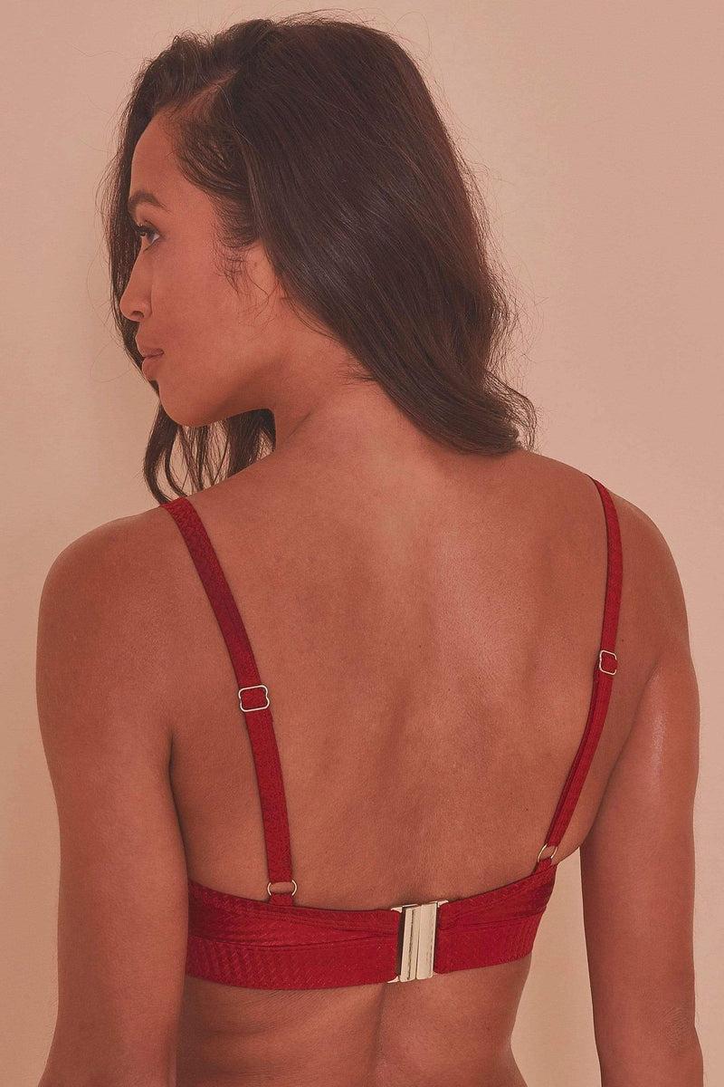 Playful Promises Red High Shine Push Up Bikini Top