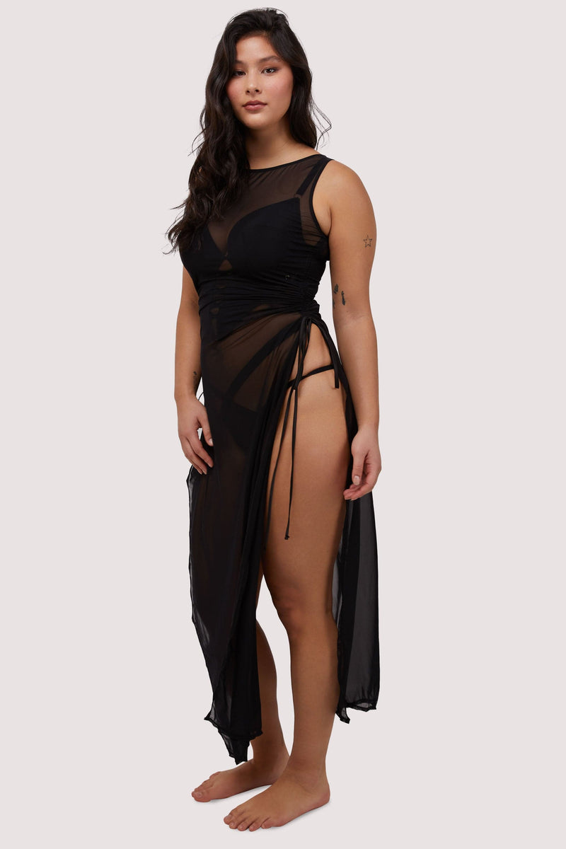 playful promises Saffi Ruched Mesh Bodycon Dress