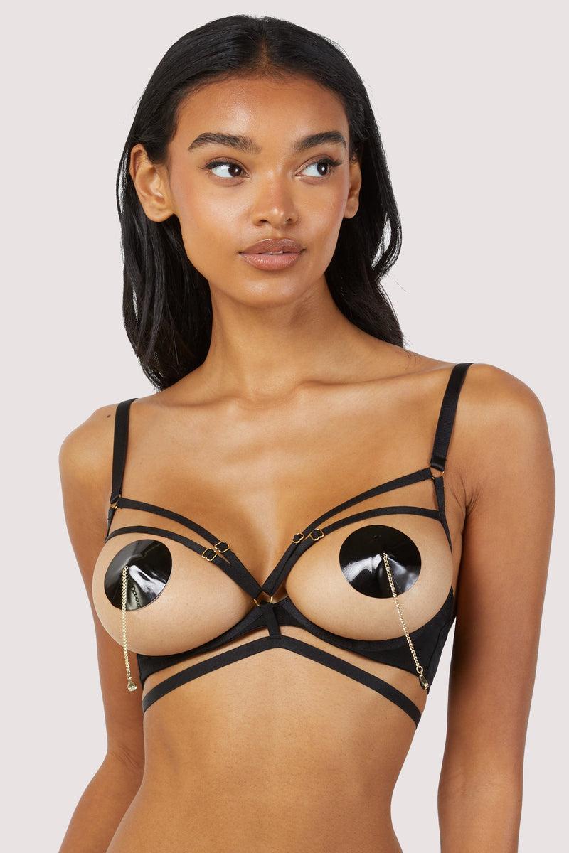 playful promises Sarah Black Open Cup Strappy Bra