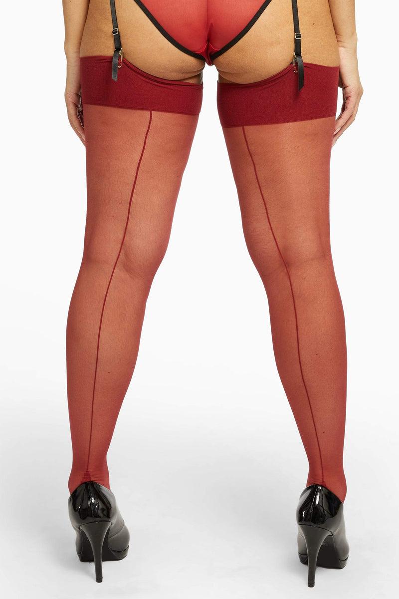 Playful Promises Seamed Stockings Merlot