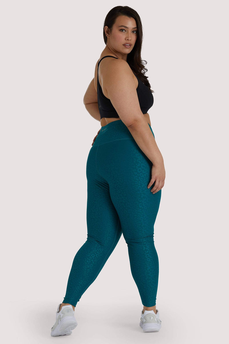 Playful Promises Teal Wet Look Curve Leggings