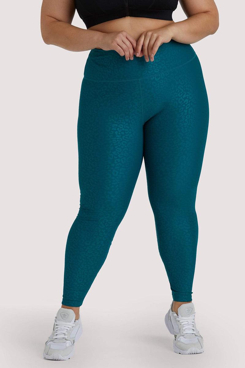 playful promises Teal Wet Look Curve Leggings