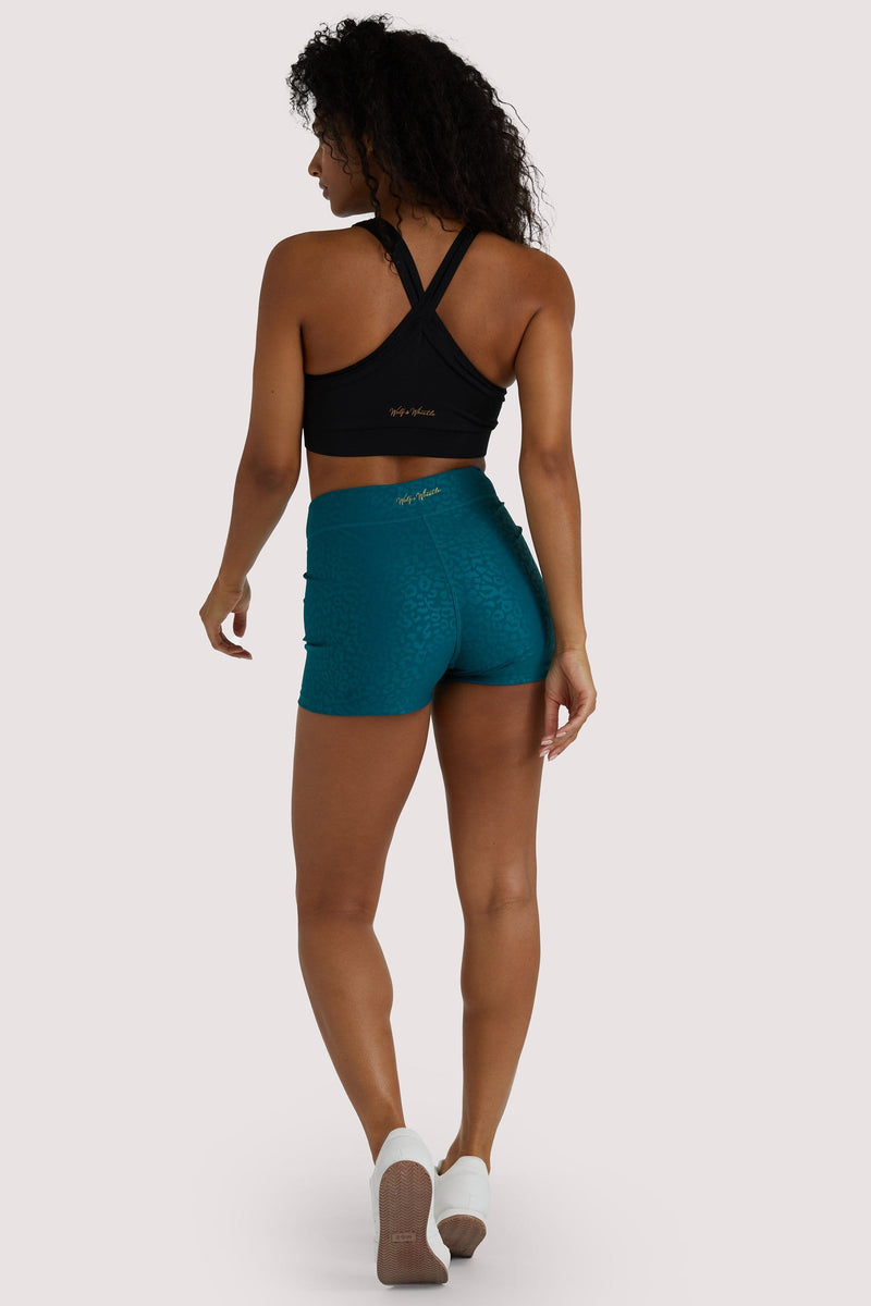 Playful Promises Teal Wet Look Shorts