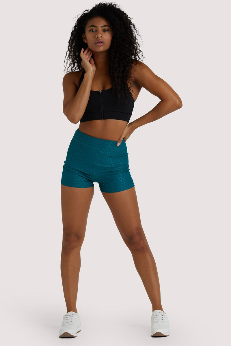 playful promises Teal Wet Look Shorts