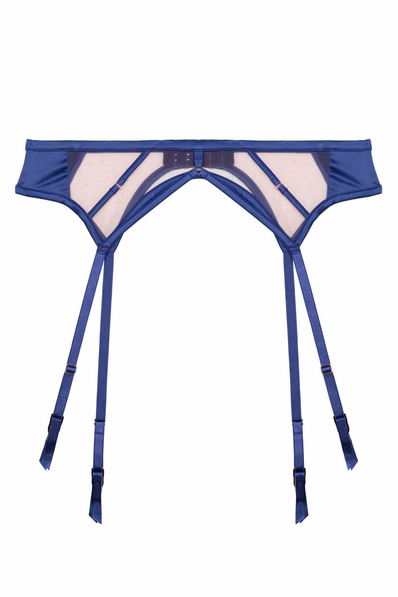 Playful Promises Ramona Cobalt Blue Strap Detail Illusion Mesh Suspender