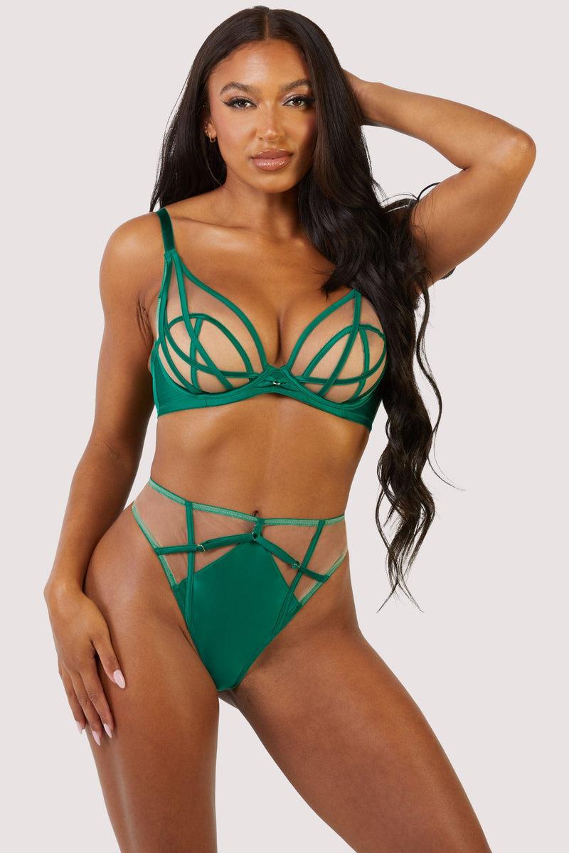 Playful Promises Ramona Green Mesh High Waisted Thong