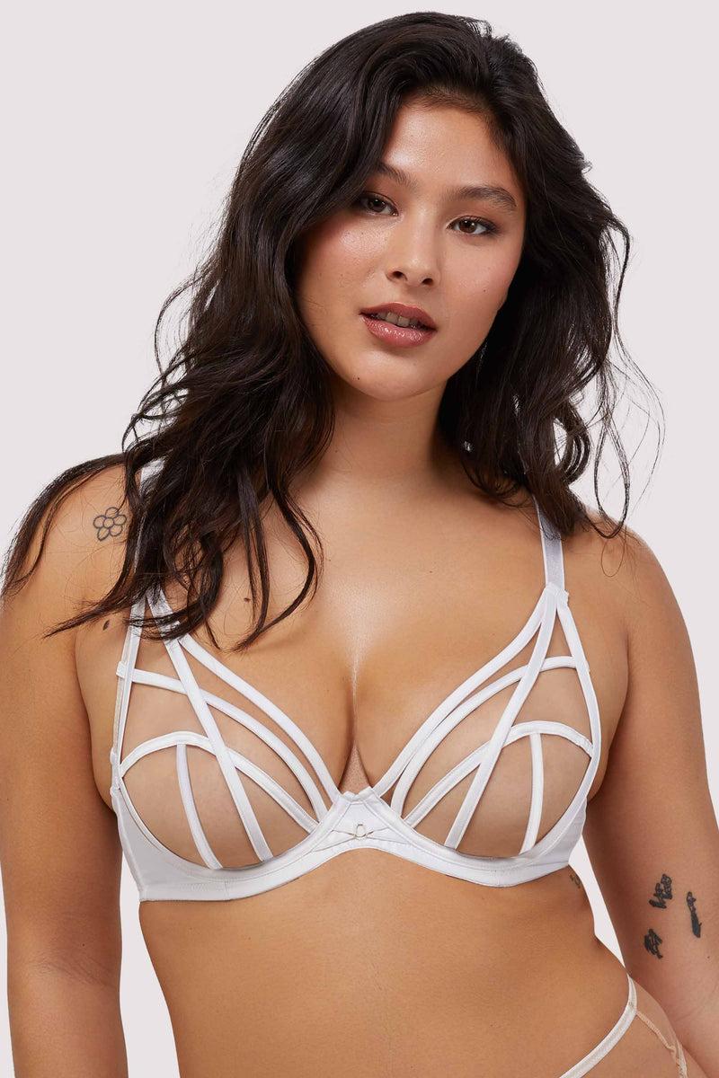 Playful Promises Ramona Optic White Strap Detail Illusion Mesh Bra