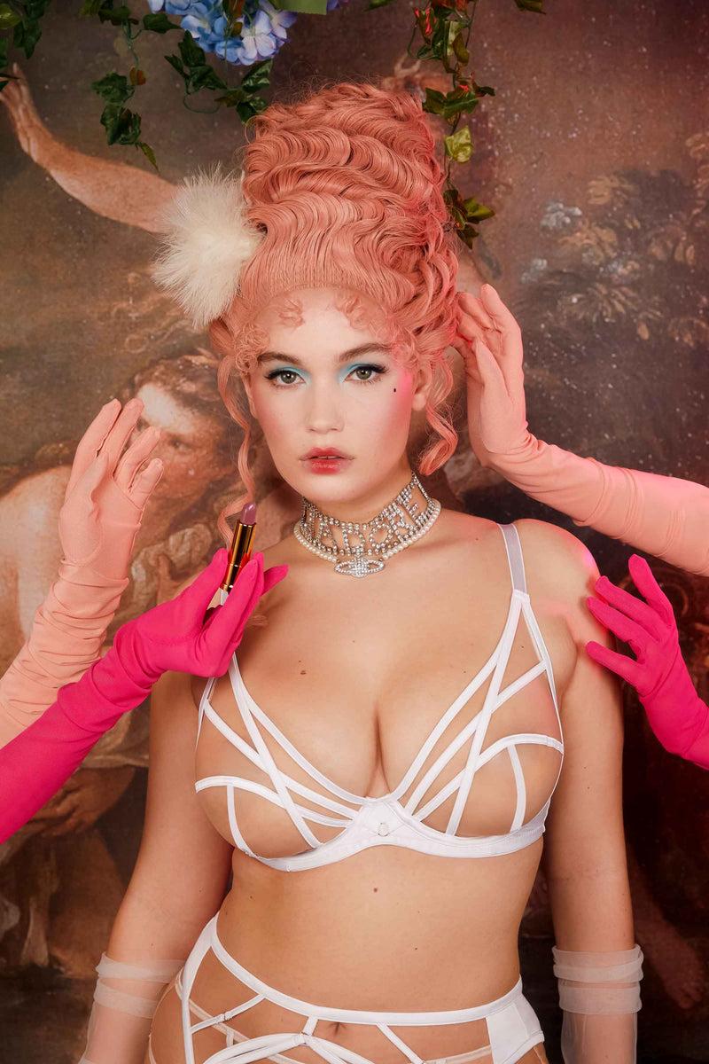 Playful Promises Ramona Optic White Strap Detail Illusion Mesh Bra