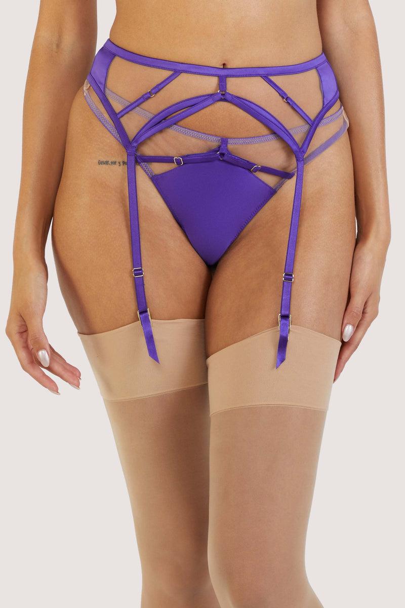 playful promises Ramona Purple Strap Detail Illusion Mesh Suspender