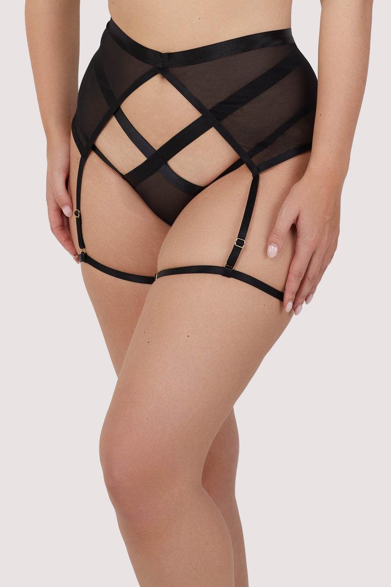 playful promises Regent Black Mesh Harness Suspender