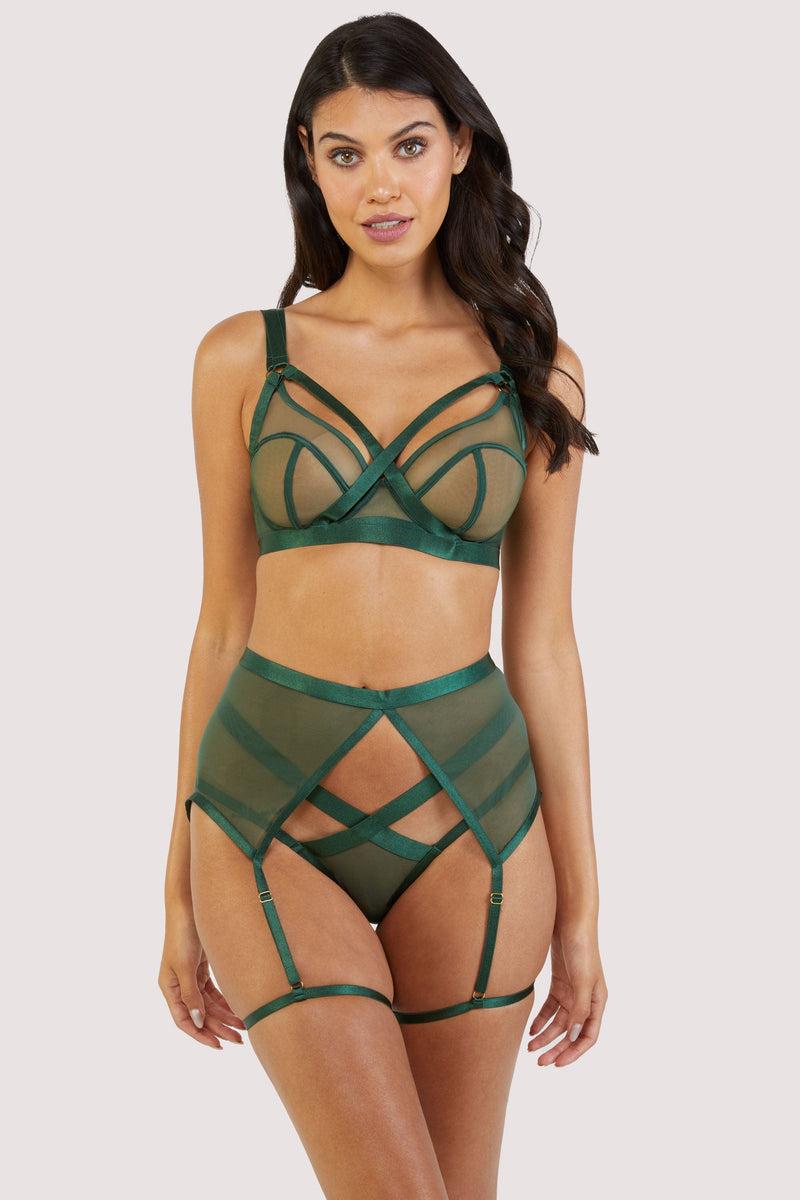 Playful Promises Regent Green Mesh Harness Suspender