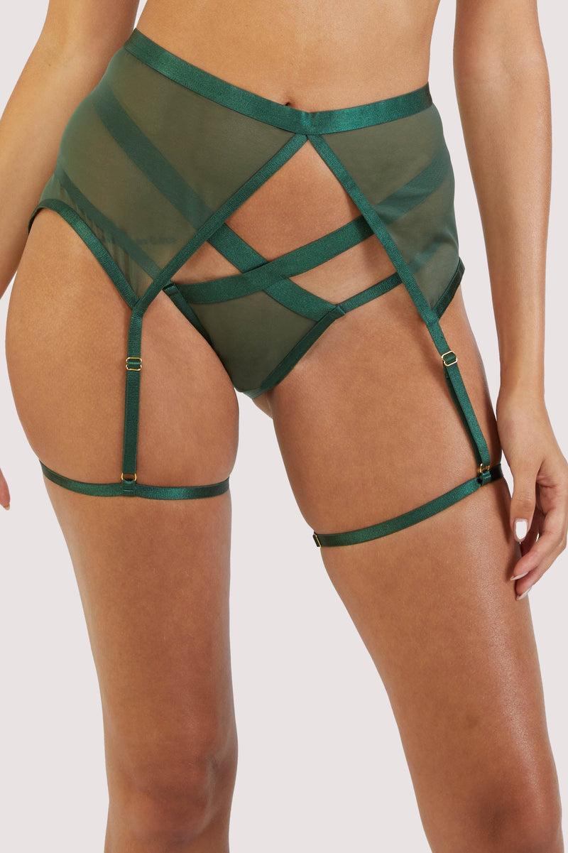 playful promises Regent Green Mesh Harness Suspender