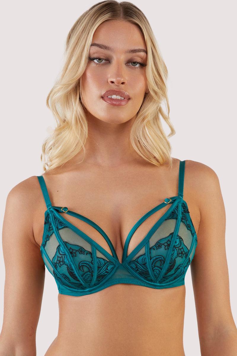 playful promises Rhiannon Teal Embroidery Plunge Bra