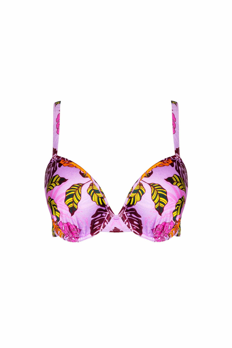 Playful Promises Riley Fuller Bust Mix & Match Pink Palm Print Plunge Bikini Top