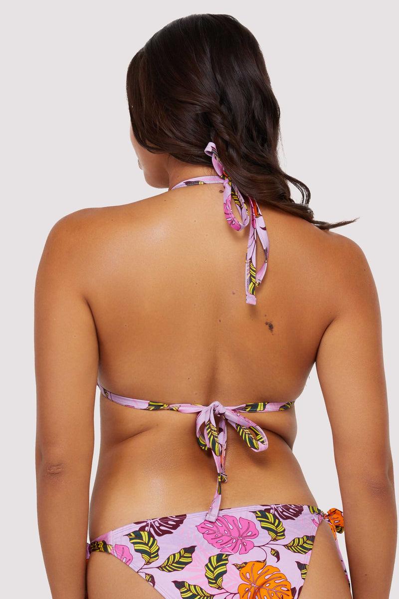 Playful Promises Riley Fuller Bust Mix & Match Pink Palm Print Triangle Bikini Top