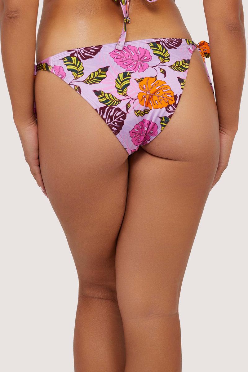 Playful Promises Riley Mix & Match Pink Palm Print Tie Side Bikini Bottom