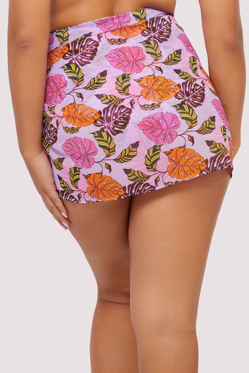 Playful Promises Riley Mix & Match Pink Palm Print Tie Side Sarong