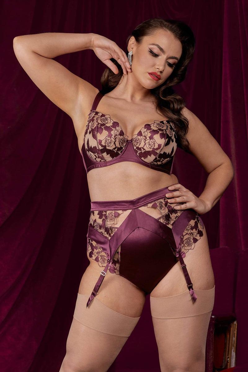 Playful Promises Rosabelle Dark Cherry Curve Suspender