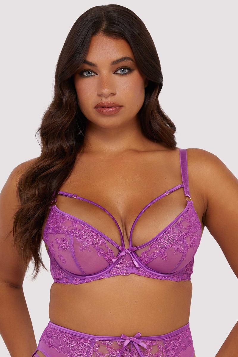 Playful Promises Rosanna Purple Long Line Plunge Bra