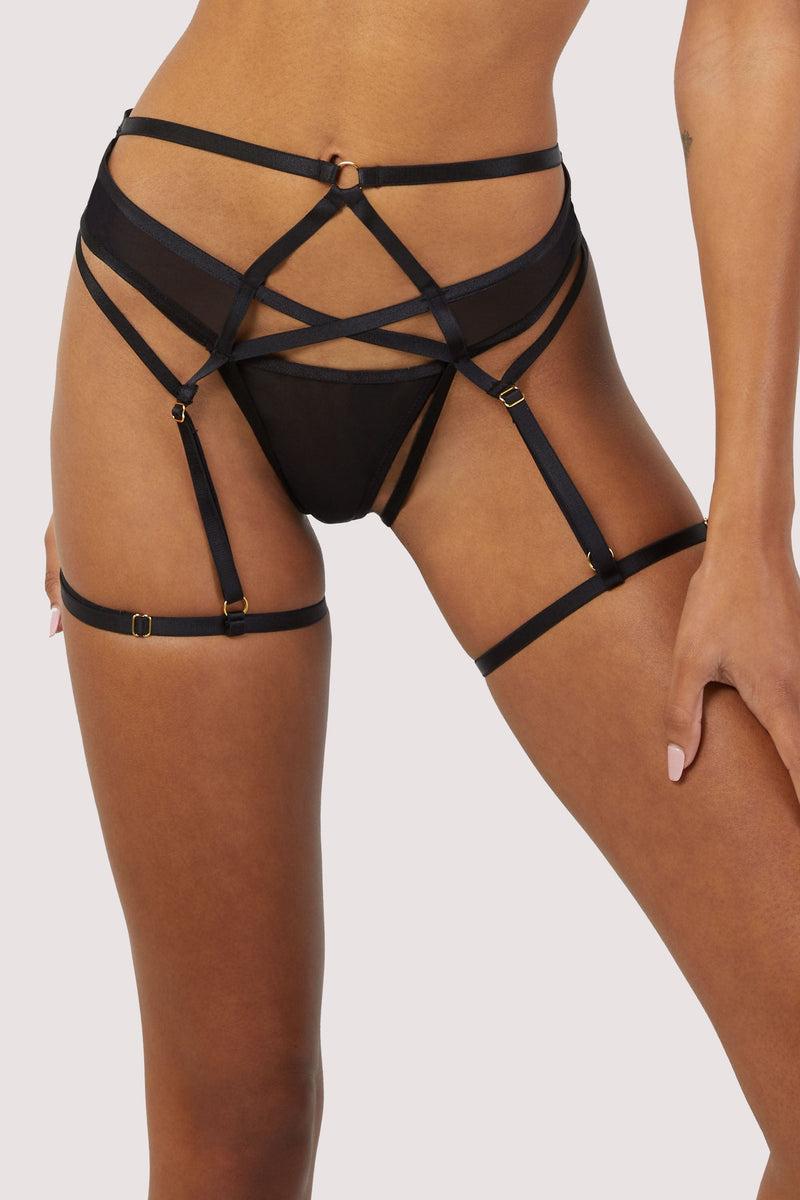 playful promises Sarah Black Strappy Ouvert Suspender Brief
