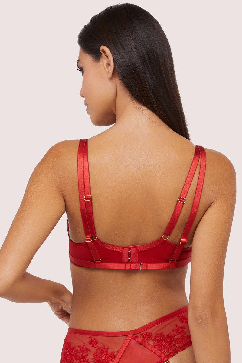 Playful Promises Sarina Red Embroidery Strap Plunge Bra