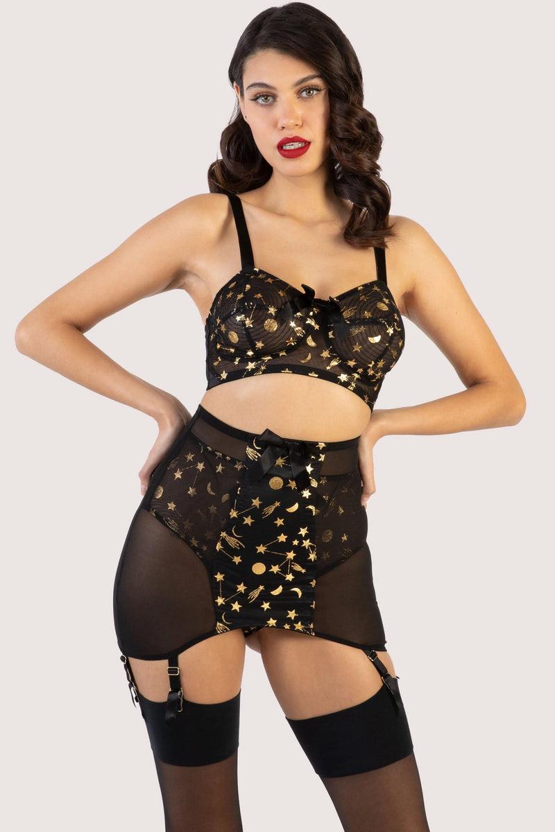 Playful Promises Solar Black And Gold Cosmic Print Girdle