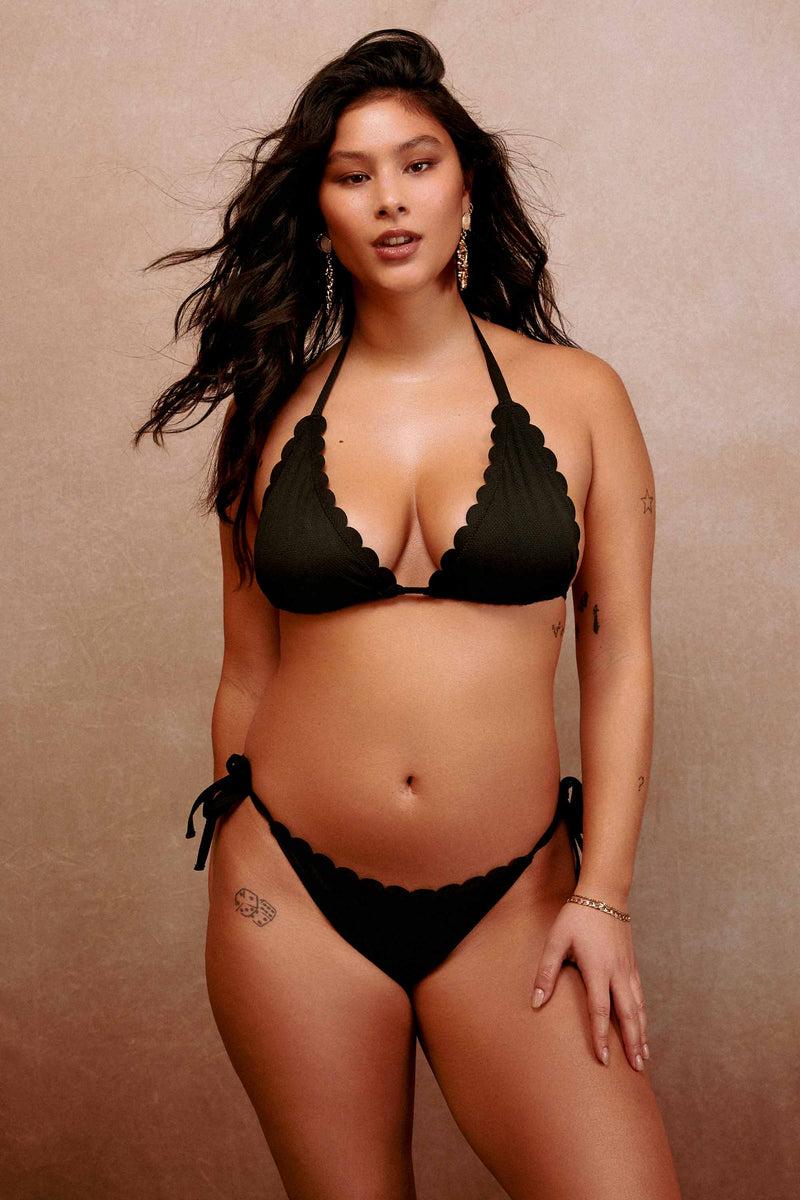 Playful Promises Sophia Fuller Bust Mix & Match Black Scallop Triangle Bikini Top