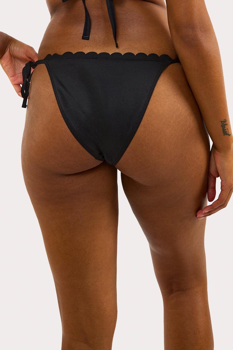 Playful Promises Sophia Mix & Match Black Scallop Tie Side Bikini Bottom