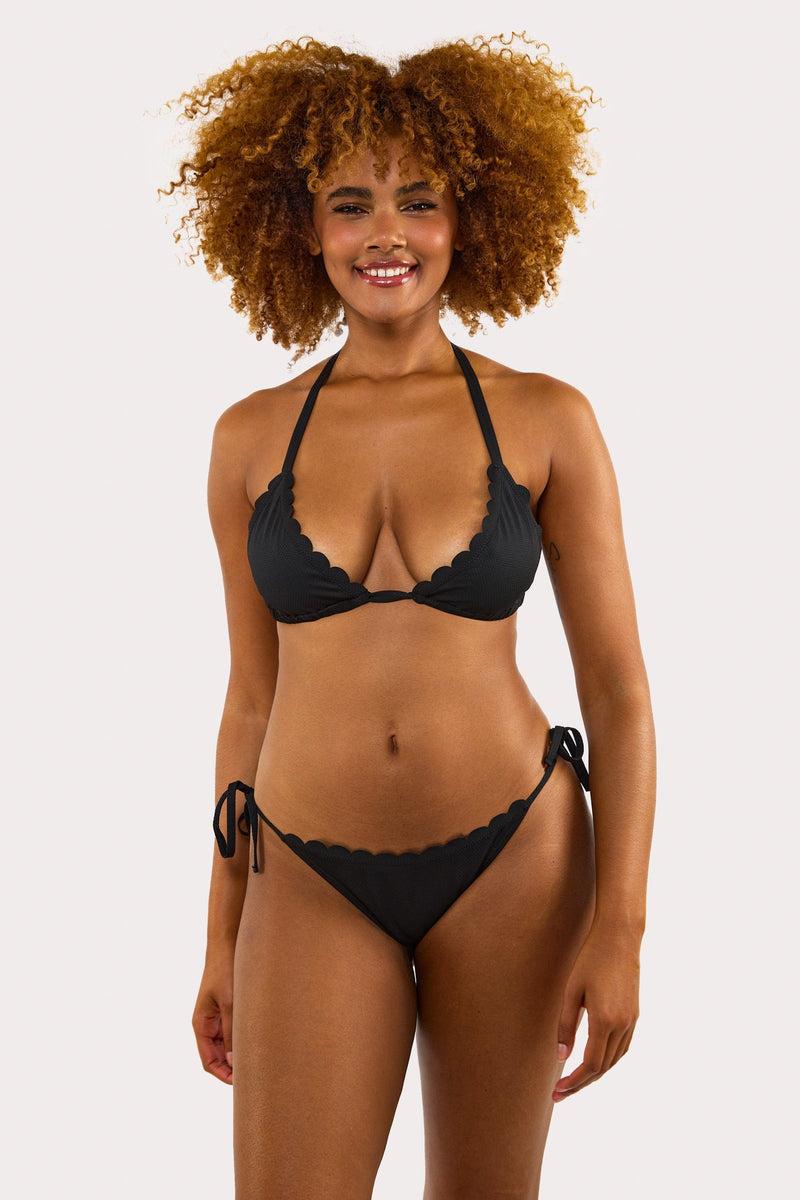 Playful Promises Sophia Mix & Match Black Scallop Tie Side Bikini Bottom