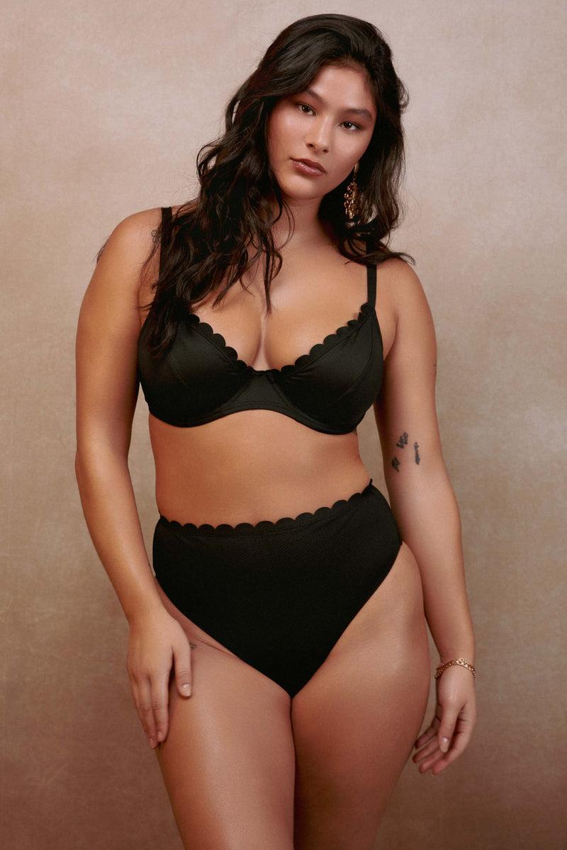 Playful Promises Sophia Mix & Match Black Scallop Underwire Bikini