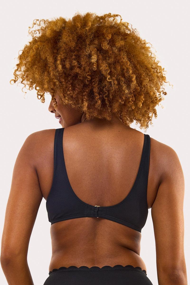 Playful Promises Sophia Mix & Match Fuller Bust Black Scallop Crop Bikini Top