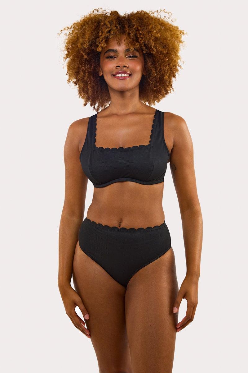 Playful Promises Sophia Mix & Match Fuller Bust Black Scallop Crop Bikini Top