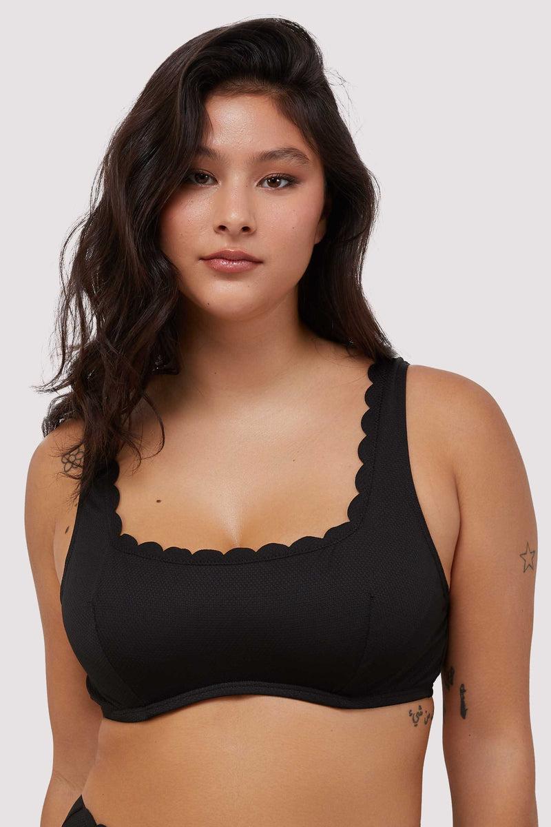 Playful Promises Sophia Mix & Match Fuller Bust Black Scallop Crop Bikini Top