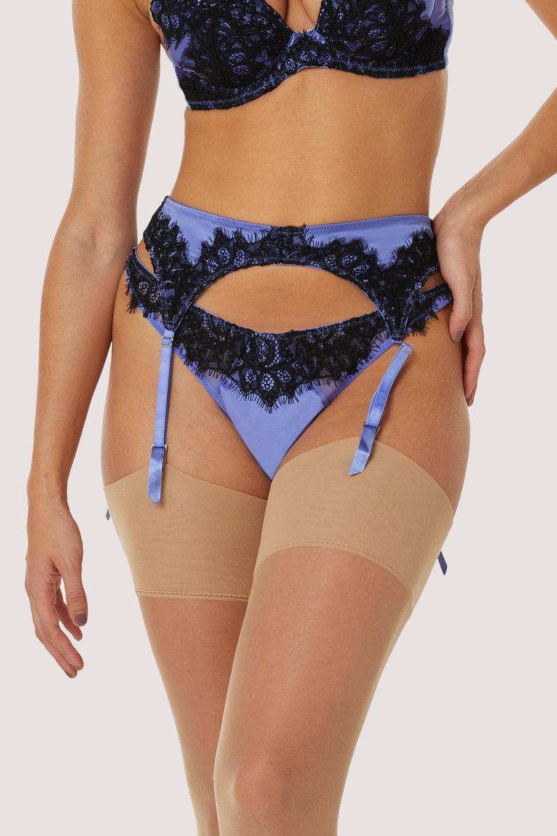 playful promises Stevie Lilac and Black Lace Suspender