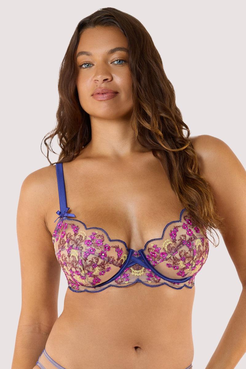 Playful Promises Thea Blue Baroque Embroidery D+ Bra