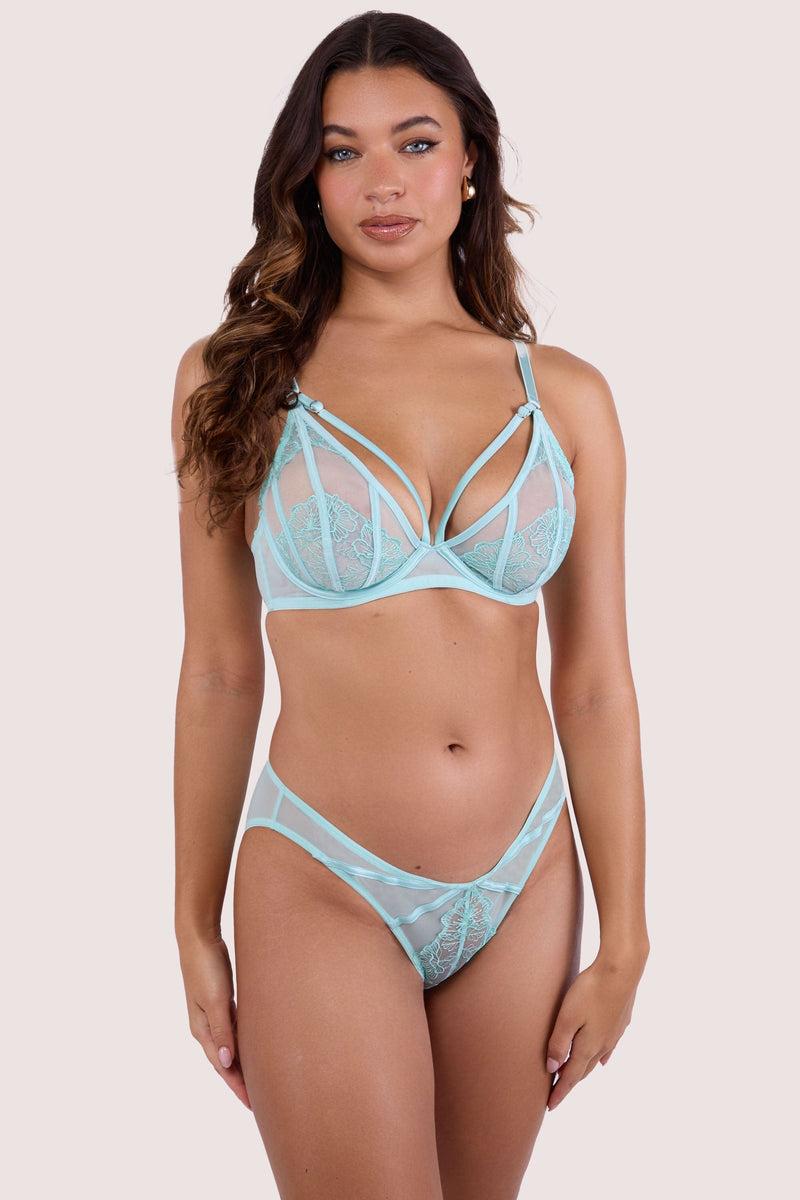 Playful Promises Valerie Aqua Embroidery & Mesh Brief