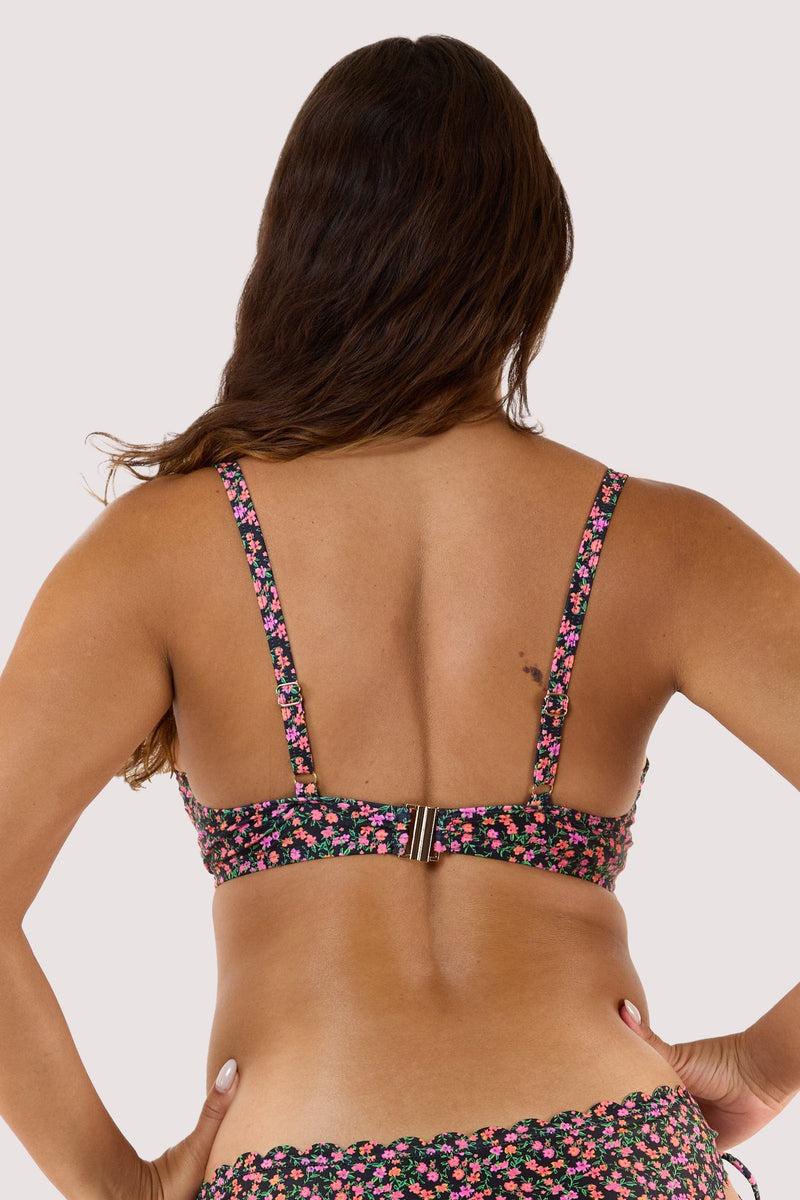 Playful Promises Vera Black Ditsy Scallop Underwired Bikini Top