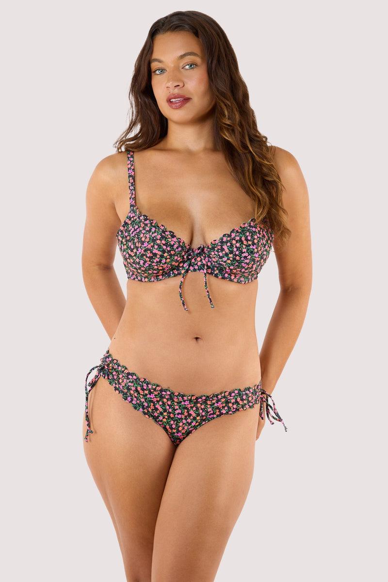 Playful Promises Vera Black Ditsy Scallop Underwired Bikini Top