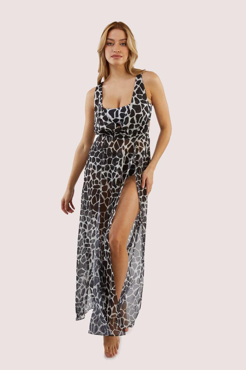 Playful Promises Wolf & Whistle Cross Back Maxi Beach Dress White Giraffe