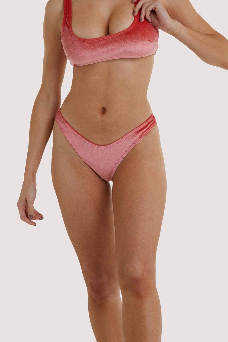 playful promises Wolf & Whistle Lillian Peach Velvet V Shape Brief