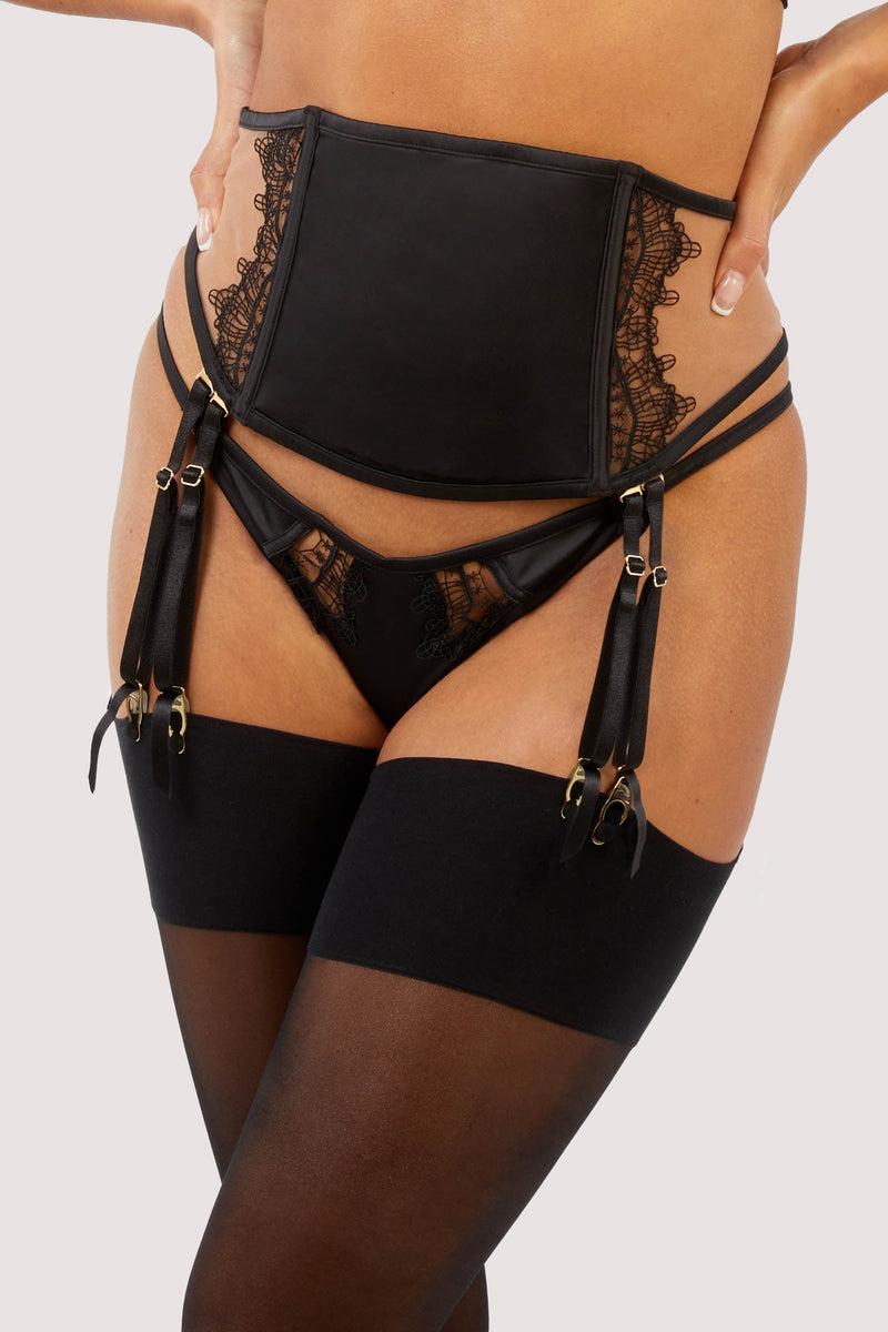 Playful Promises Wren Black Illusion Mesh And Satin Waspie