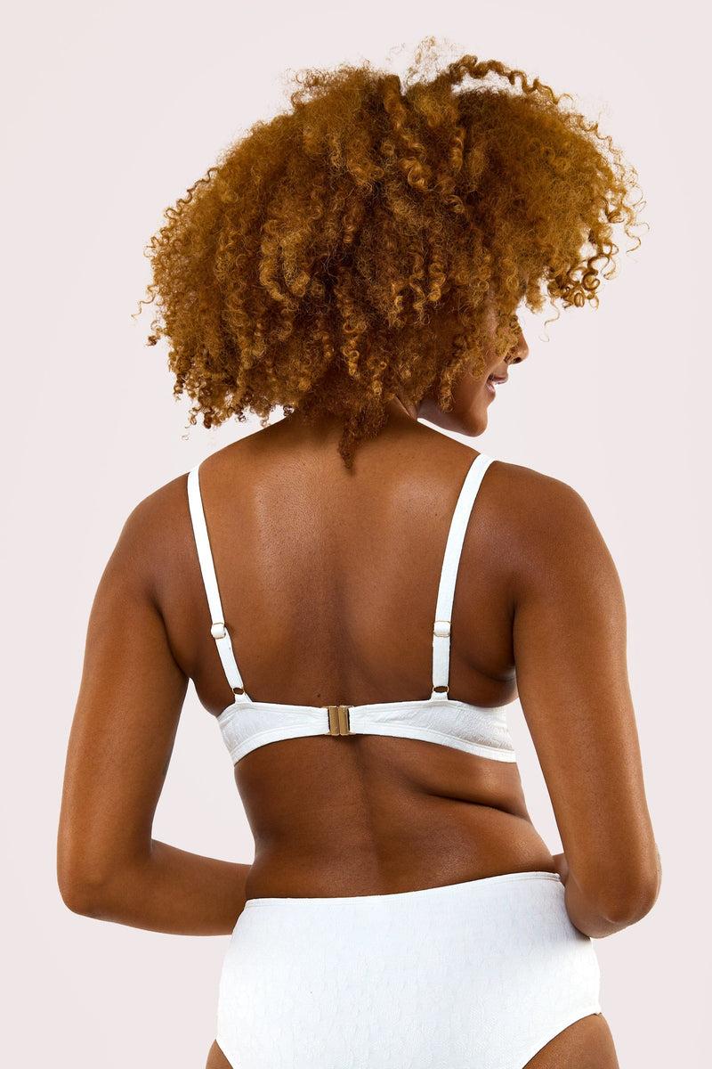 Playful Promises Zoe Fuller Bust Mix & Match White Floral Texture Padded Plunge Bikini Top