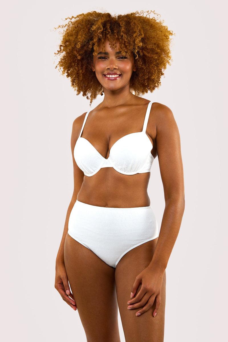 Playful Promises Zoe Fuller Bust Mix & Match White Floral Texture Padded Plunge Bikini Top