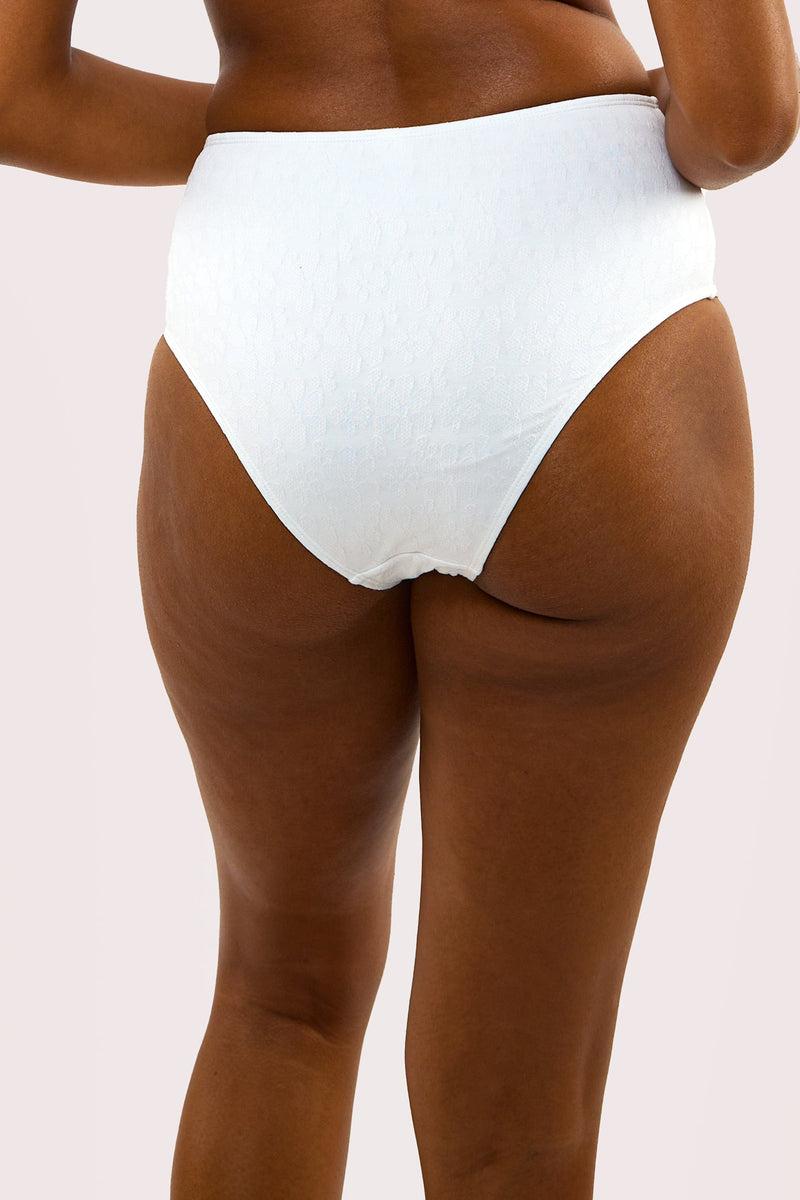 Playful Promises Zoe Mix & Match White Floral Texture High Waisted Bikini Bottom